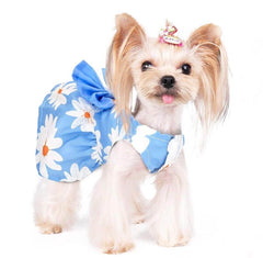 KUTKUT 2 Pack Dog Bowknot Dress Hawaiian Daisy Puppy Dresses for Small Dogs Girl Dog Clothes Outfit Apparel Cute Summer Cat Clothing for Maltese Yorkie - kutkutstyle