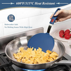 EZYHOME Kitchen Spatula Silicone Turner Heat Resistant Melt Proof Spatula for Nonstick Cookware,Flexible Non Scratch Thin Spatula Wide,Angled and Flipper for Frying Eggs, Pancake, Burger, Fish