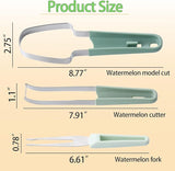 EZYHOME Watermelon Cutter Slicer Tool, 3-in-1 Stainless Steel Watermelon Popsicle Cutter With 6 Forks,Watermelon Knife Fork,Melon and Fruit Slicer,Portable Watermelon Knife Fruit Cutter for Camping