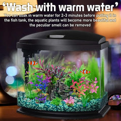 KUTKUT 12Pcs Aquarium Artificial Plastic Plants Decorations and Rock Cave Decor Set Goldfish Betta Turtle Fish Tank Accessories Small Large Fish Bowl Ornaments