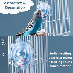 KUTKUT 3PCS Bird Toys for Parakeets Colorful Bird Swivel Wheel Rotating Toys Parrot Chewing Toys Interactive Spinner Rattle Parrot Toy Bird Toy Bird Cage Accessories for Small Medium Birds