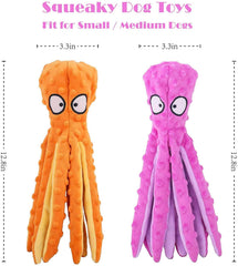 KUTKUT Dog Squeaky Toys Octopus Crinkle Plush, Teeth Cleaning, Durable Interactive Chew Toys, Cute Soft Dog Toys for Small Medium Dogs, Labrador, Golden Retriever - kutkutstyle