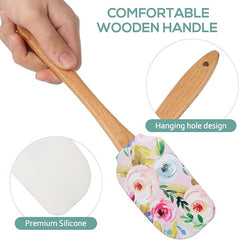 EZYHOME Silicone Spatula Cake Butter Spatula Multi-function Cream Spreader Cream Butter Spreader Kitchen Supply Practical Cheese Spatula Floral Printing Spatula Cake Baking Spatula(30cm *6 cm)