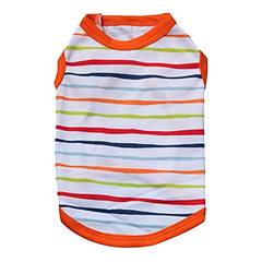 KUTKUT Combo of 2 Rainbow Striped Print Pet Vest Breathable Cotton Sleeveless Shirt for Puppy, Small Dog and Cat (Size: L, Chest Girth 45 cm, Neck Girth 32 cm, Back Length 35 cm) - kutkutstyl