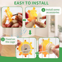 KUTKUT 2PCS Bird Toys for Parakeets, Funny Parrot Spinner Toy Wheel Interactive Parrot Rotate Toy Rattle Cockatiel Toy for Chewing Exercise Bird Cage Entertainment Toy for Budgies Lovebirds