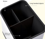 EZYHOME Kitchen Utensil Holder 3 Compartments Chopstick Holder Cutlery Drying Rack Plastic Silverware Draining Holder Countertop Flatware Storage Organizer for Chopsticks, Spoons, Forks, Brushes