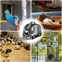 KUTKUT Bird Carrier with Perch Parakeet Travel Carrier Bag Portable Bird Backpack with Plate Breathable Parrot Travel Cage for Small Pets