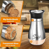 EZYHOME Salt and Pepper Shakers Set Stainless Steel Salt Shaker and Pepper Shaker Set with Holder Refillable Screw-Off Perforated S and P Caps for Kitchen Table Decor(Color:Silver)