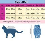 KUTKUT Cat Recovery Suit for Male & Female Surgical Post Surgery Onesie Tie Dye Cats Clothes Neuter Licking Protective Diapers Outfit Cover Kitten Spay Collar Alternative (BLUE)