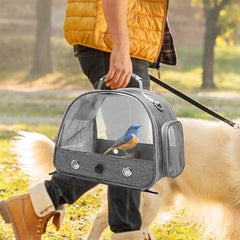 KUTKUT Upgraded Small Bird Carrier, Lightweight and Portable Travel Bird Cage with Stand and Easy Clean Tray, Bird Travel Carrier, Parrot Parakeet Carrier Travel Cage