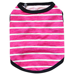 KUTKUT Combo of 2 Drooling Striped Print Pet Vest Breathable Cotton Sleeveless Shirt for Puppy, Small Dog and Cat (Size: L, Chest Girth 45 cm, Neck Girth 32 cm, Back Length 35 cm) - kutkutsty
