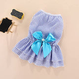 KUTKUT Combo of 2 Dress for Small Kitten Girl Puppy Clothes Female Princess Tutu Striped Skirt Summer Shirt for Chiuhuahua, Kittens Cat Pet Apparel Outfits - kutkutstyle