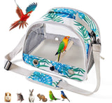 KUTKUT Bird Travel Carrier - Bird Carry Transport Bag with Standing Perch, Printed Bird Carrier Travel Bag Breathable with PP Tray, Outside Travel Cage for Budgies,Parrots, Conures