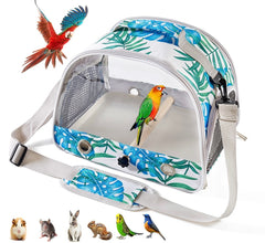 KUTKUT Bird Travel Carrier - Bird Carry Transport Bag with Standing Perch, Printed Bird Carrier Travel Bag Breathable with PP Tray, Outside Travel Cage for Budgies,Parrots, Conures