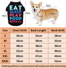 KUTKUT EAT Sleep Play Pattern Pet T-Shirt | Cute Pet Cotton Sweatshirt for Small Dog ShishTzu, Pug, Lhasa Apso - kutkutstyle
