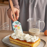 EZYHOME 6Pcs Floral Silicone Spatula with Wood Handle – BPA Free, Heat-Resistant, Ideal for Baking, Mixing & Meal Prep (30cm *6 cm)