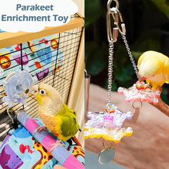 KUTKUT Bird Toys for Parakeets Colorful Bird Swivel Wheel Rotating Toys Bird Parrot Chewing Toys Interactive Spinner Rattle Parrot Toy Bird Cage Accessories for Small Medium Parrots Lovebirds
