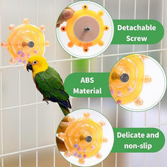 KUTKUT 2PCS Bird Toys for Parakeets Colorful Bird Wheel Rotating Toys Parrot Chewing Toys Interactive Spinner Rattle Parrot Toy Love Bird Toy Bird Cage Accessories for Small Medium Birds