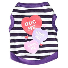 KUTKUT Combo of 2 Stripe Print Pet Vest Breathable Autumn,Spring & Summer Cotton Sleeveless Shirt for Small Dog and Cat (Size: L, Chest Girth 45cm, Neck Girth 32 cm, Back Length 35 cm) - kutk