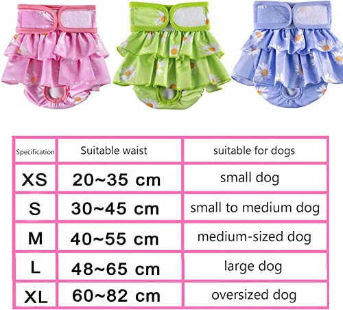 KUTKUT 3Pcs Female Dog Adjustable Diapers Reusable Washable Super Absorbency Leak-Proof Dog Nappie Dresses for Dogs in Heat, Period or Excitable Urination, Sanitary Panties Dress - kutkutstyl