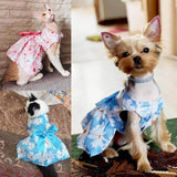 KUTKUT Small Girl Dog & Cat Flower Pattern Dress with Lovely Bow Pet Apparel | Puppy Dress Birthday Pet Apparel Dress | Frock Dress For ShihTzu, Poodle etc