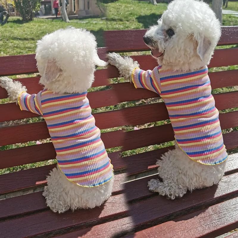 KUTKUT 2Pcs Stripe Print Pet Vest Breathable Autumn, Spring & Summer Cotton Stretchable Shirt for Small Dogs Maltese, Shihtzu, Pomeranian etc and Cats - kutkutstyle