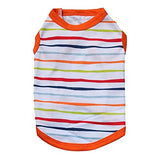 KUTKUT Combo of 2 Striped Print Pet Vest Breathable Autumn,Spring & Summer Puppy Cotton Sleeveless Shirt for Small Dog and Cat (Size: L, Chest Girth 45 cm, Neck Girth 32 cm, Back Length 35 cm