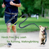 KUTKUT Hands Free Dog Running Leash with Adjustable Waist 28" to 48", Dual Handle Elastic Bungees Retractable Rope for Small, Medium and Large Dogs, Reflective Stitches for Running, Walking Hiking.…