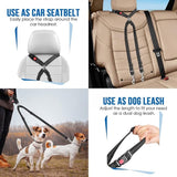 KUTKUT Double Dog Seat Belt, Dual Pet Car Headrest Restraint Safety Seatbelt No Tangle Dog Leash Duty Adjust Elastic Bungee Lead Splitter Connect Harness in Vehicle Travel for 2 Dogs (Black)