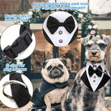 KUTKUT Formal Dog Tux Bandana | Dog Wedding Bandana, Adjustable Dog Bowtie Collar Bandana, Adjustable Neckerchief for Small Dogs & Cats.