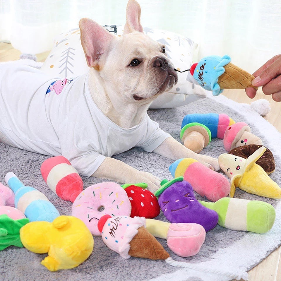 KUTKUT Combo of Colorful Bell Sound Woven Chewing Ball and Funny Plush Squeak Chew Sound Stuffed Toy for Dogs and Cats - kutkutstyle