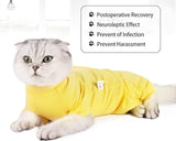 KUTKUT Cats Recovery Suit, Kitten Recovery Onesie Female Cats Abdominal Wounds Bandages Cone E-Collar Alternative After Surgery, Cat Spay Bodysuit for Male Female Cats (Yellow)