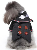 KUTKUT Small Dog Double Breasted Plaid Tuxedo with Button Decore Pet Dog Wedding Dress Shirt for Birthday Costumes, Formal Dog Wedding Attire Outfits Dress Up Bowtie Apparel (Black)