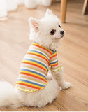 KUTKUT 2Pcs Stripe Print Pet Vest Stretchable Breathable Autumn, Spring & Summer Cotton Shirt for Small Dogs Bichon, Pomeranian, Papillon etc and Cats - kutkutstyle