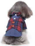 KUTKUT Dog Cat Wedding Shirt, Dog Plaid Jacket with Bow Tie, Dog Wedding Formal Suit, Doggie Prince Gentleman Costume for Small Dogs & Cats ( Blue & Red)