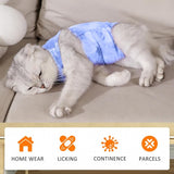 KUTKUT Cat Recovery Suit for Male & Female Surgical Post Surgery Onesie Tie Dye Cats Clothes Neuter Licking Protective Diapers Outfit Cover Kitten Spay Collar Alternative (BLUE)