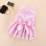 KUTKUT Set of 2 Summer Dress for Small Pup Kitten Girl Puppy Clothes Female Princess Tutu Striped Skirt Summer Shirt for Chiuhuahua, Kitten Cat Pet Apparel Outfits