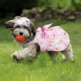 KUTKUT Small Girl Dog & Cat Floral Dress with Lovely Bow Pet Apparel | Puppy Summer Dress Birthday Pet Apparel Dress | Frock Dress For Cavalier King, Frenchi, etc