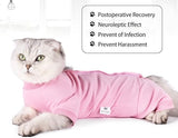 KUTKUT Cats Recovery Suit, Kitten Recovery Onesie Female Cats Abdominal Wounds Bandages Cone E-Collar Alternative After Surgery, Cat Spay Bodysuit for Male Female Cats (Pink)