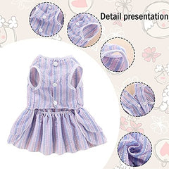 Kutkut Pack of 2 Summer Tutu Dresses for Small Dogs & Cats – Lightweight Striped Princess Outfits for Puppies, Kittens, Chihuahuas, Shih Tzus & More