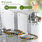 KUTKUT Stainless Steel Bird Mirror with Rope Perch Cockatiel Mirror for Cage Bird Toys Swing Parrot Cage Toys for Parakeet Cockatoo Cockatiel Conure Lovebirds Finch Canaries