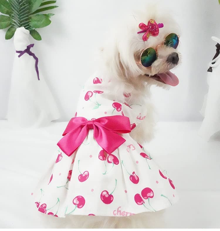 KUTKUT Lovely Floral Small Pet Frock | Summer Clothing for Shihtzu,Pug,Pomeranian Wedding Dress  Pack of 2 (Pineapple & Cherries) - kutkutstyle