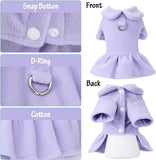 KUTKUT 2Pcs Small Dog Girl Dress with Leash Ring, Princess Style Winter Warm Collar Fleece Harness Dress for Shihtzu, Lhasa Apso, Fox Terrier, Daschund etc - kutkutstyle