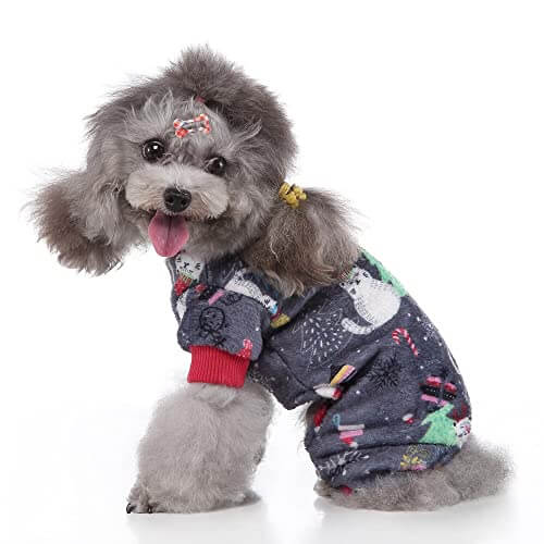 KUTKUT 2 Pc Dog Pajamas for Small Dog Boy Girl Fleece Puppy pjs Jammies 4 Leg Dog Clothes for Maltese, Shihtzu Winter Warm Onesies Jumpsuit Clothing for Pet Dogs Male Female - kutkutstyle