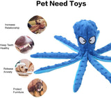 KUTKUT 2 Pcs Dog Squeaky Toys Octopus - No Stuffing Crinkle Plush Dog Toys for Puppy Teething, Durable Interactive Dog Chew Toys for Small to Medium Dogs Training and Reduce Boredom - kutkuts