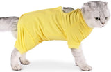 KUTKUT Cats Recovery Suit, Kitten Recovery Onesie Female Cats Abdominal Wounds Bandages Cone E-Collar Alternative After Surgery, Cat Spay Bodysuit for Male Female Cats (Yellow)