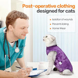 KUTKUT Cat Recovery Suit for Male & Female Surgical Post Surgery Onesie Tie Dye Cats Clothes Neuter Licking Protective Diapers Outfit Cover Kitten Spay Collar Alternative