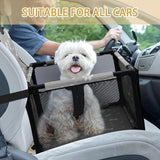 KUTKUT Small Dog Cats Car Seat Foldable Dog Car Booster Seat Upgrade Puppy Pet Seat Waterproof Breathable Oxford Travel Bag with 12PVC Tubes for Small Dogs, Cats, Puppies Paws-Pattern (Grey)…