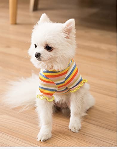 KUTKUT 2Pcs Stripe Print Pet Vest Stretchable Breathable Autumn, Spring & Summer Cotton Shirt for Small Dogs Bichon, Pomeranian, Papillon etc and Cats - kutkutstyle