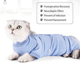 KUTKUT Cats Recovery Suit, Kitten Recovery Onesie Female Cats Abdominal Wounds Bandages Cone E-Collar Alternative After Surgery, Cat Spay Bodysuit for Male Female Cats (Blue)